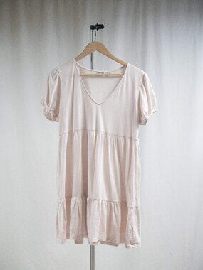Aritzia Sun-Deh Sunday Best Cruise Dress V-Neck Babydoll Dress Strawberry Puff